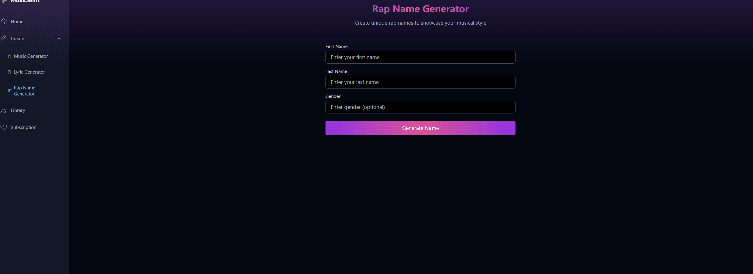 MusicMint Rap Name Generator logo